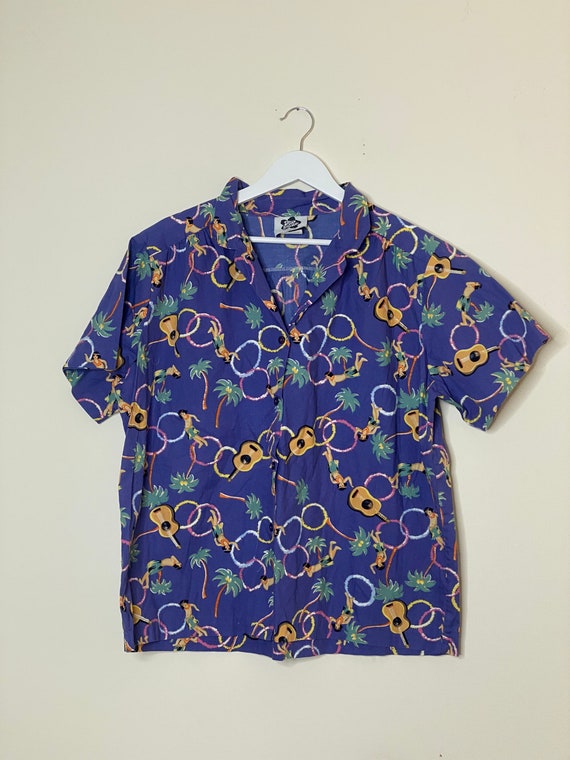 Vintage Hawaiian Button Down Vintage Jazz Fest Bu… - image 4