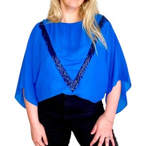 Vintage 80s Sequin Beaded Fringe Top