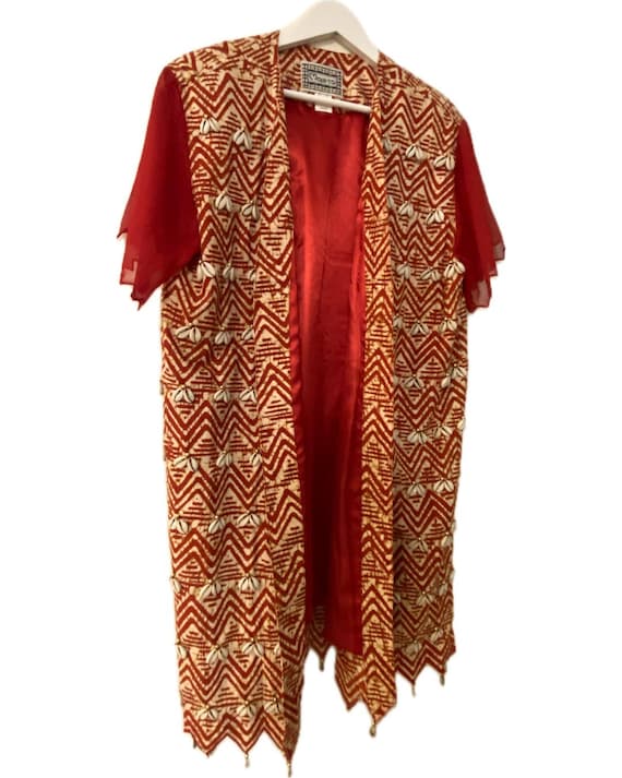 vintage red indian kimono duster jacket