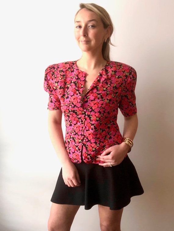 Chemisier Vintage Années 80 Rose Transparent – Taille Large – Occasion Très Bon état