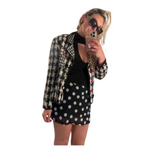 Vintage Shelli Segal Houndstooth Blazer jacket 80s 90s