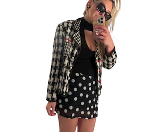 Vintage Shelli Segal Houndstooth Blazer jacket 80s 90s