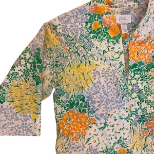 Vintage late 60s 70s Floral Pastel Kimono Style Dress with Zip Front