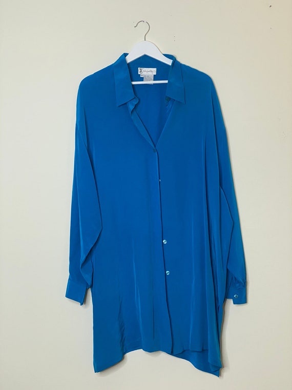 Beautiful turquoise silk plus size shirt dress