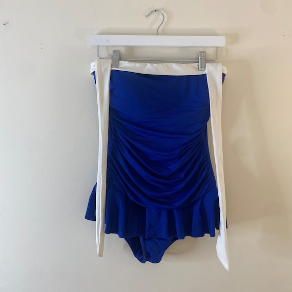 Vintage Lauren Ralph Lauren Blue Skirted Swimsuit… - image 1