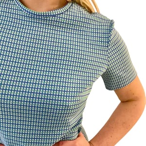 vintage 60s blue green plaid shift dress checkered dress 60s t shirt straight dress