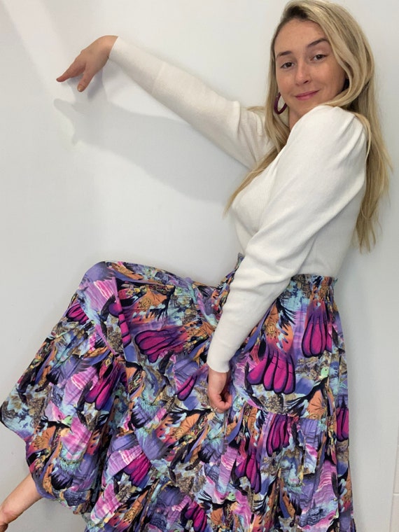 Vintage cotton prairie long tiered skirt