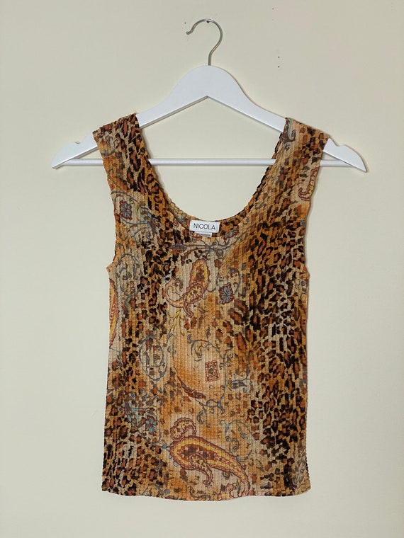 90s Y2K cheetah print scrunch top / popcorn top /… - image 2