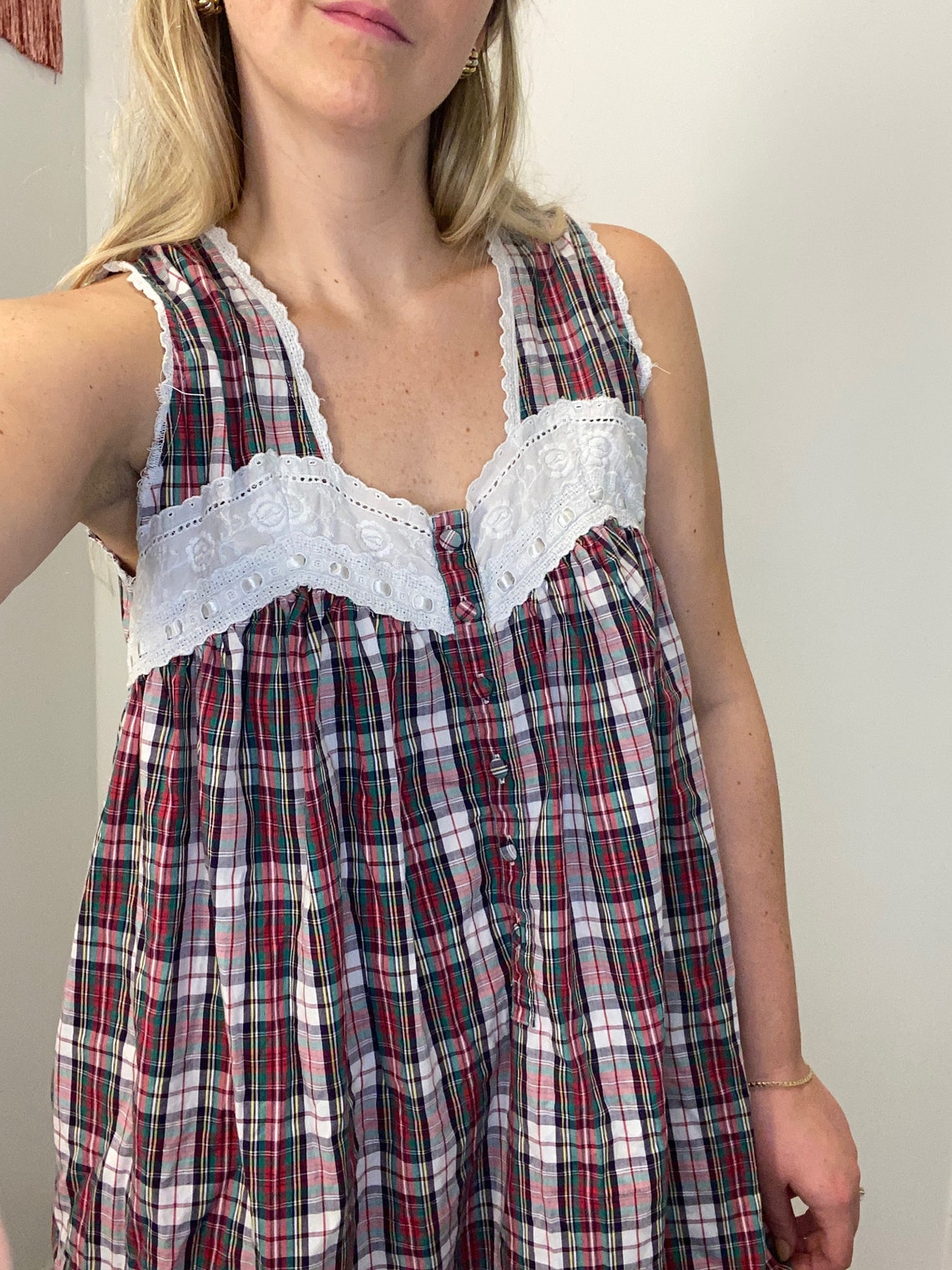 Vintage plaid prairie dress nap gown | Etsy