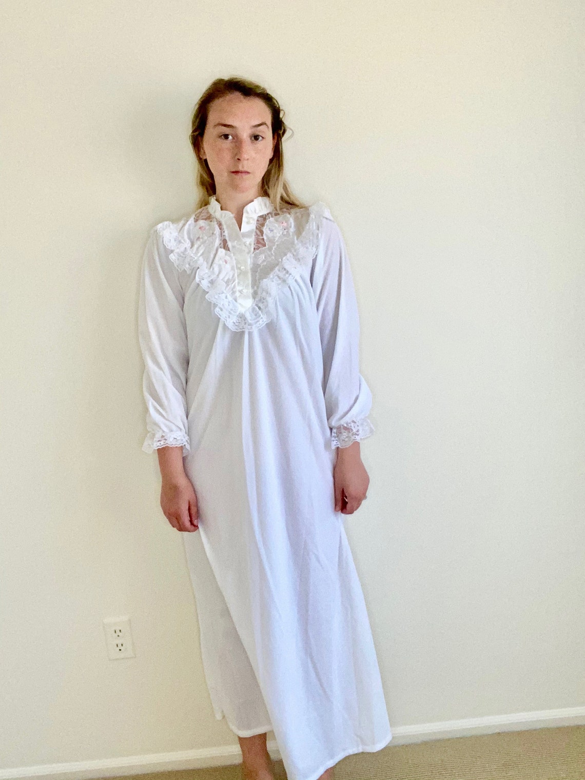 Vintage 1960s Victorian White Lace Nightgown Etsy