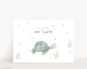 Baptême Carte postale Tortue – Carte Baptême Cadeau Baptême Cadeau Fille Garçon