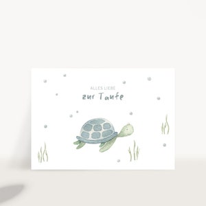 Baptême Carte postale Tortue – Carte Baptême Cadeau Baptême Cadeau Fille Garçon