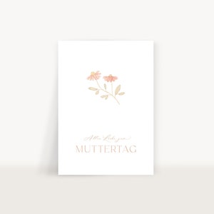 Karte zum Muttertag "Alles Liebe zum Muttertag" – Postkarte mit Blumen Watercolor Illustration inklusive Umschlag