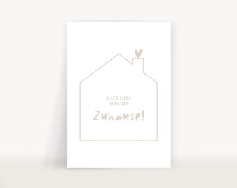 Postkarte Einzug – Alles Liebe im neuen Zuhause, A6, Karte Geschenk zum Einzug Umzug