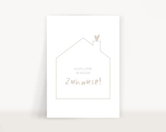 Postkarte Einzug – Alles Liebe im neuen Zuhause, A6, Karte Geschenk zum Einzug Umzug