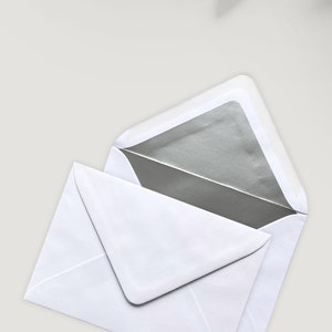 Sobre Deluxe "White Silver" – Sobre, DIN C6 y C5 con forro interior plateado, forro de sobre