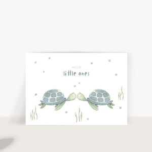 Carte postale jumeaux tortues - carte cadeau pour naissance Bonjour les petits cadeau naissance carte naissance maman naissance