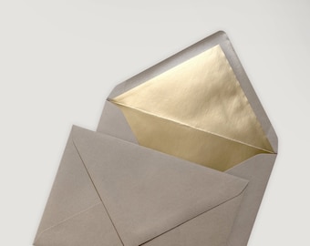 Kuvert Deluxe "Walnuss Gold" – Briefumschlag, DIN C6 & C5 mit goldenem Innenfutter, Envelope Liner