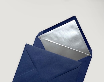Sobre Deluxe "Dark Blue Silver" – Sobre, DIN C6 con forro plateado, forro de sobre