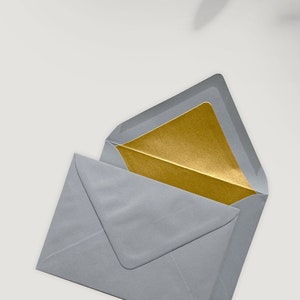 Kuvert Deluxe "Stone Grey Gold" - Busta, DIN C6 e C5 con fodera interna dorata, fodera busta