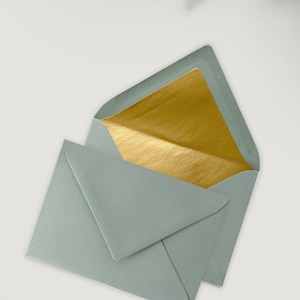 Busta Deluxe "Eucalyptus Gold" - busta, DIN C6 e C5 con rivestimento interno dorato, fodera busta