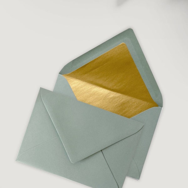 Kuvert Deluxe "Eucalyptus Gold" - Enveloppe, DIN C6 & C5 avec doublure intérieure dorée, doublure d'enveloppe