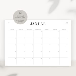 Kalender 2025 - zum Ausdrucken DIN A4 & DIN A3 Digital Download pdf file Wandkalender Familienkalender Monatskalender Jahreskalender