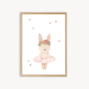 Póster Bailarina Conejo A4 Póster infantil Imagen infantil Póster Habitación infantil Póster Bebé Animal Póster Regalo Niña Regalo Bebé Bebé Regalo Bebé