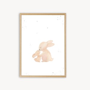 Póster Conejos A4 Cartel infantil Imagen infantil Habitación infantil Póster Bebé Animal Póster Regalo Niña Regalo Niño