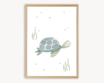Póster Tortuga Mar A4 Cartel Infantil Imagen Infantil Habitación Infantil Póster Bebé Animal Póster Regalo Niña Regalo Niño