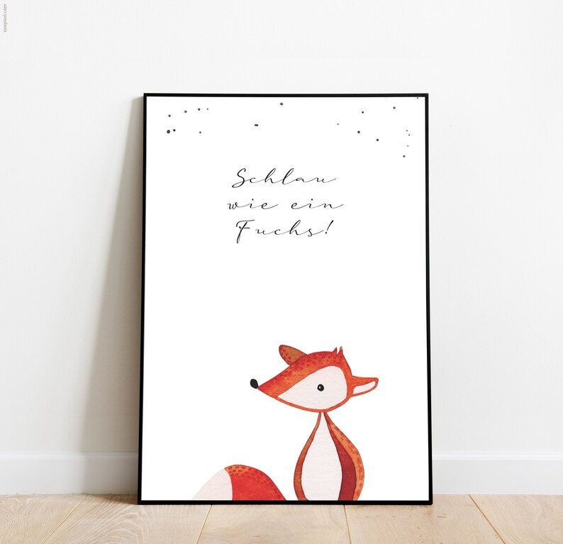 Poster Kinderzimmer Schlau wie ein Fuchs A4 Etsy