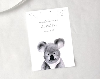 Postkarte "welcome little one" mit Koala – Grußkarte Babykarte Geburt Geschenk, mit Umschlag