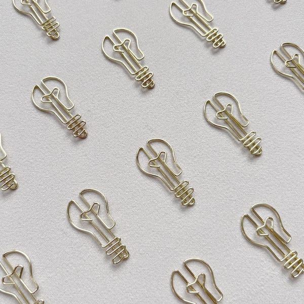 Clip de bombilla dorada | Ideas y creatividad con clips | Accesorios para agendas, escuela, regalo para profesores, scrapbooking