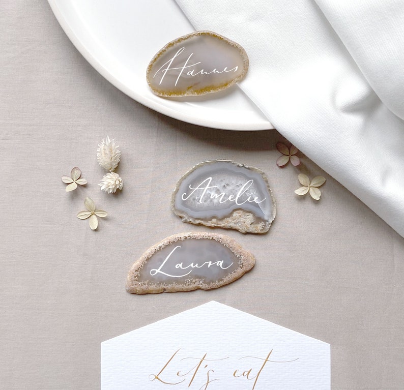 Platzkarten Achatscheiben Hochzeit