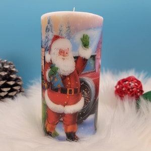 Santa Claus Candle, Christmas Pillar Candle, Holiday Pillar Candle, Santa Candle, Christmas Decorative Candle, Christmas Candle Gift