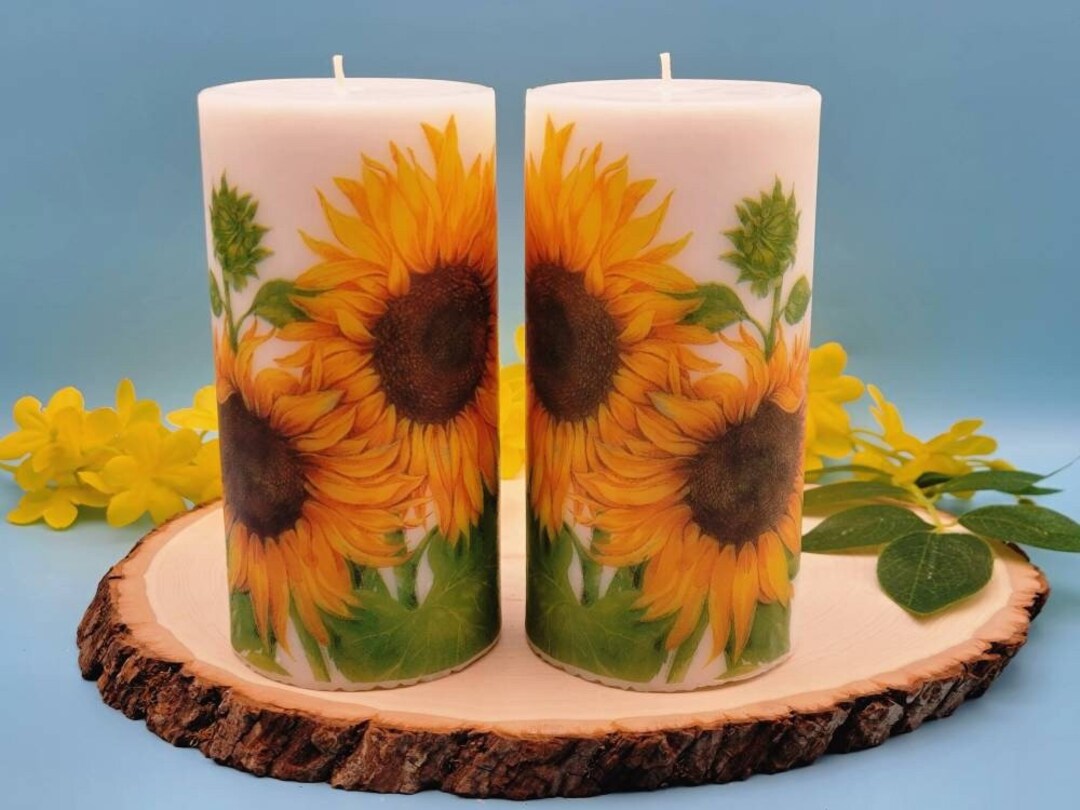 Sunflower Candle, Decorative Pillar Candle, Sunflower Pillar Candle