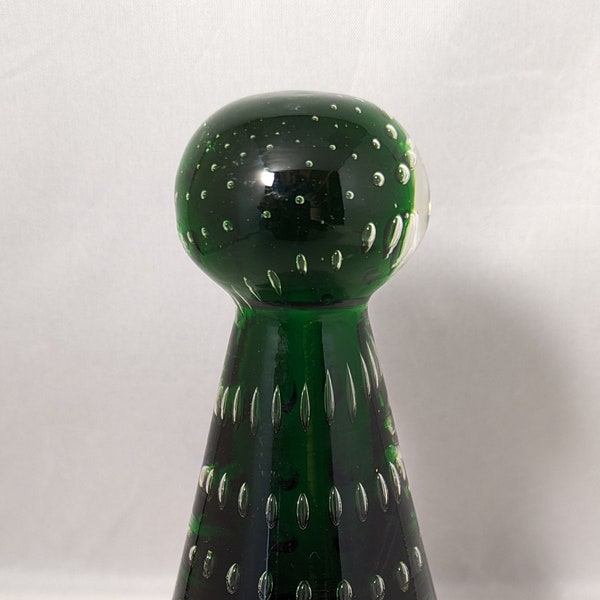Vintage Collectable Green Glass Pawn Shaped Paperweight - Possibly Whitefriars