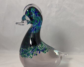 Vintage Collectable Wedgwood Glass Duck Paperweight