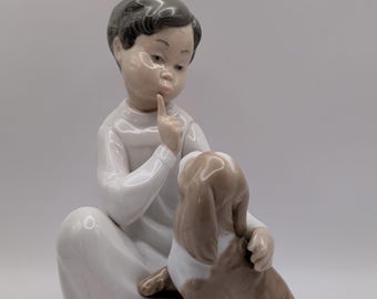 Vintage Collectable Lladro Figure Of A Boy And His Spaniel Puppy - "Boy With Dog" #4522