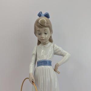 Lladro Nao Vintage Collectable Figure - Girl With Hoop And Puppy
