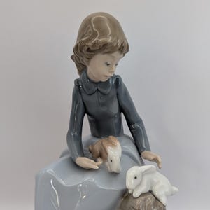 Collectable Lladro Nao Figurine  - Young Girl With Three Rabbits - #1026&quot;
