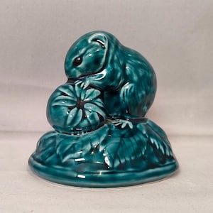 Vintage Collectable Blue Poole Pottery Vole With A Strawberry
