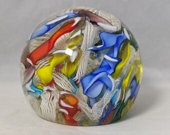 RESERVED for customer "K" - Collectable "End Of Day" Scrambled Cane Glass Paperweight - Unsigned