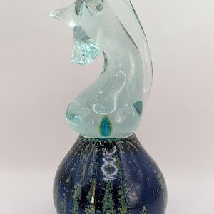 Vintage Collectable Very Large Mdina Glass Chess Knight Or Seahorse - Signed