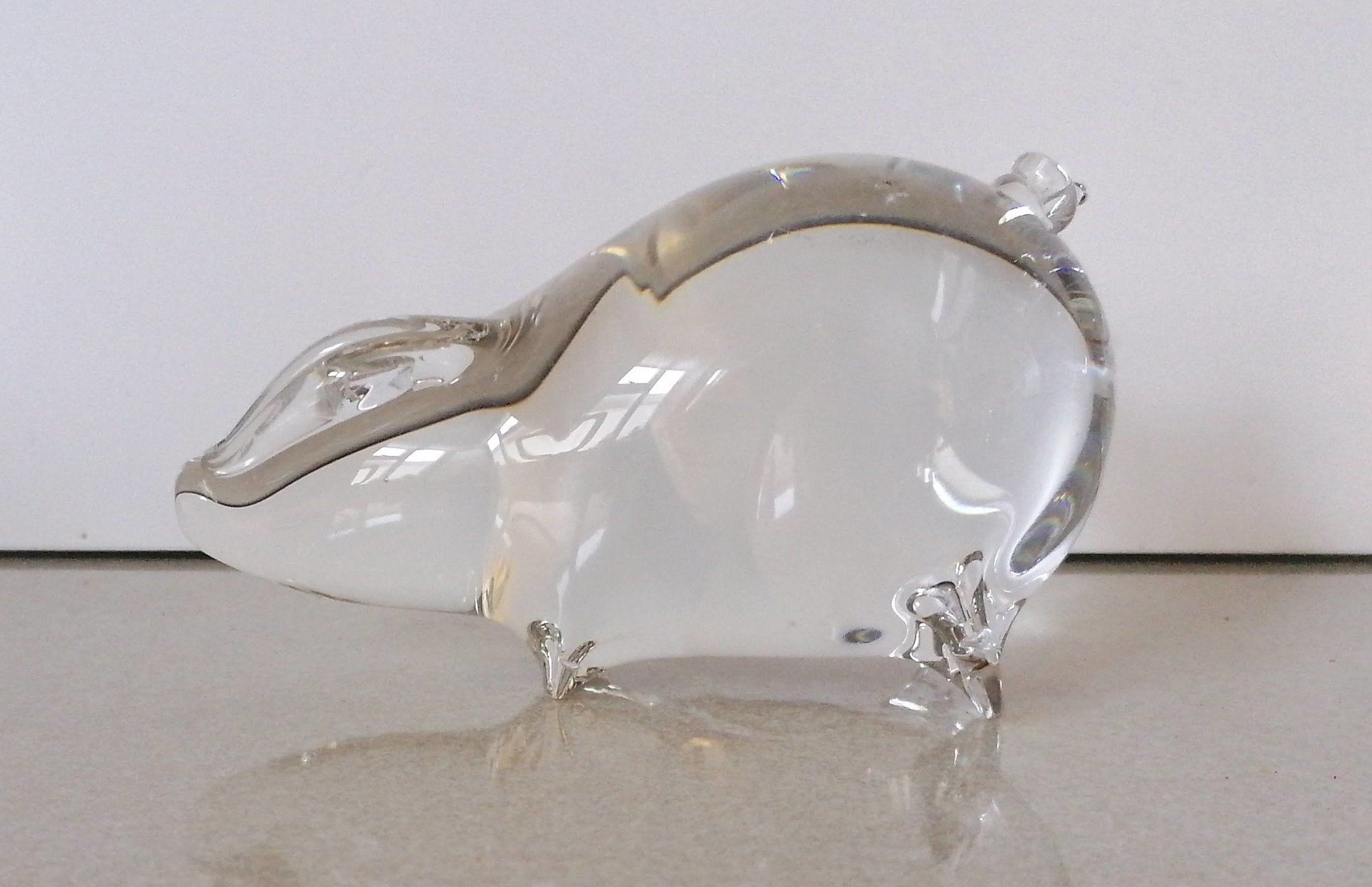 Vintage Unsigned Wedgwood Clear Glass Pig Paperweight Etsy