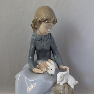 Collectable Lladro Nao Figurine  - Young Girl With Three Rabbits - #1026&quot;