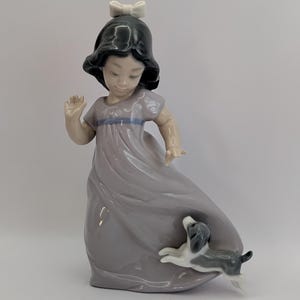 Vintage Collectable Nao by Lladro Girl With A Puppy - &quot;Girl Followed By Puppy&quot; - #1028