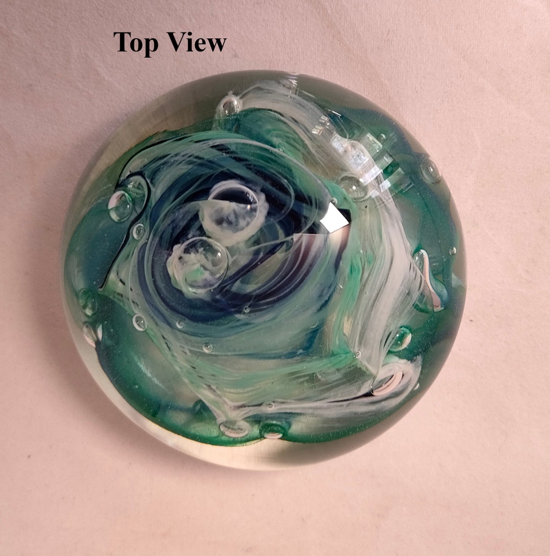 Julia Donnelly Signed Glass Paperweight - Etsy