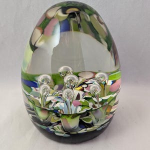 Vintage Collectable Caithness Glass Domed Paperweight - &quot;Harlequin Double&quot; Style One - &quot;CG&quot; Cane