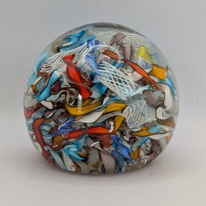 Collectable &quot;End Of Day&quot; Scrambled Cane Glass Paperweight - Unsigned